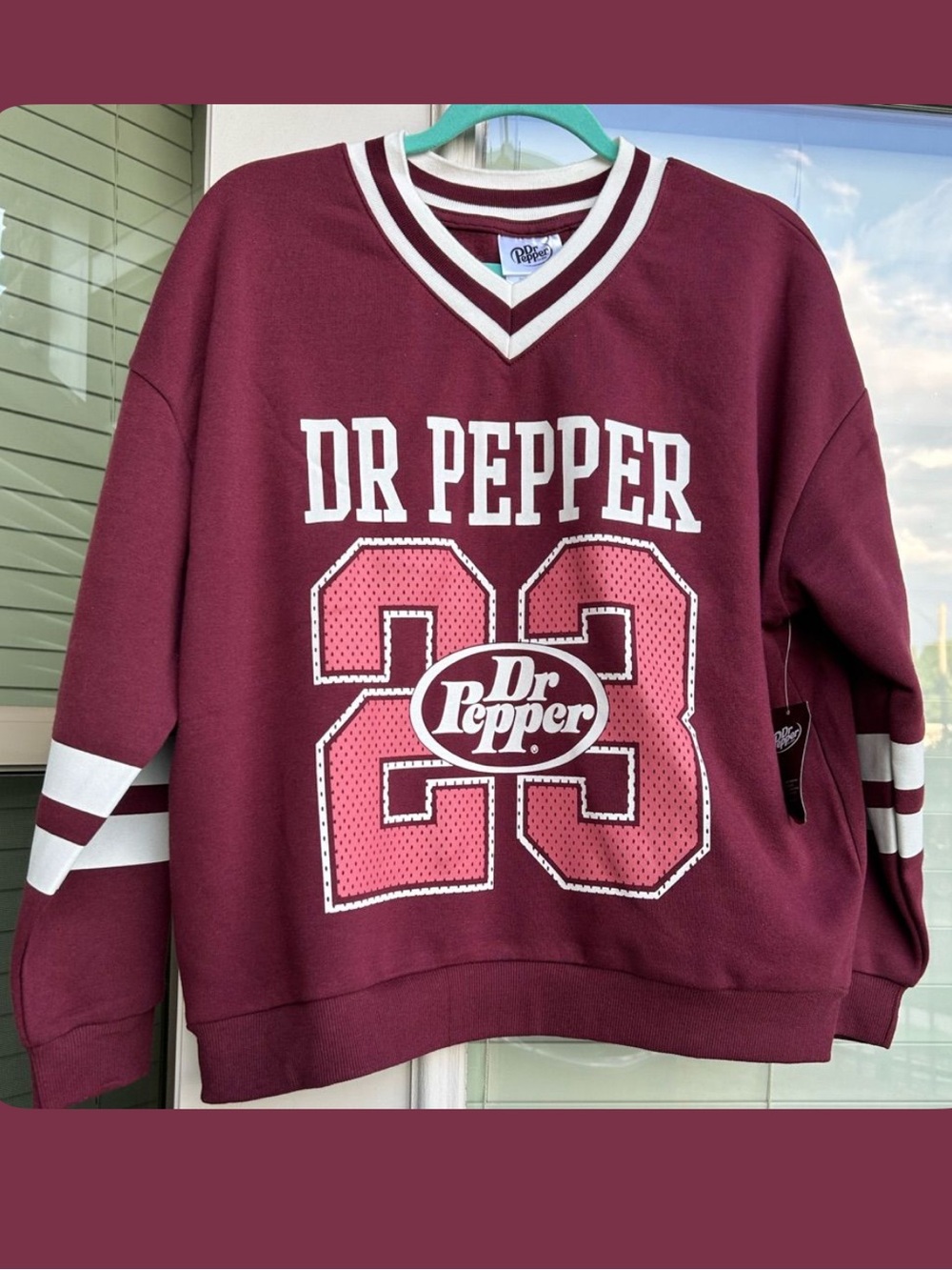 Viral Dr Pepper Women's Maroon V-Neck Jersey Stylr Pullover Sweatshirt
